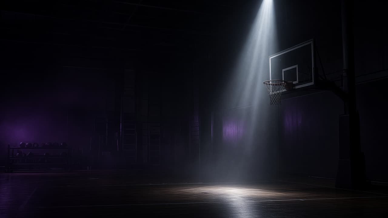 Empty hoop in a dark training gym